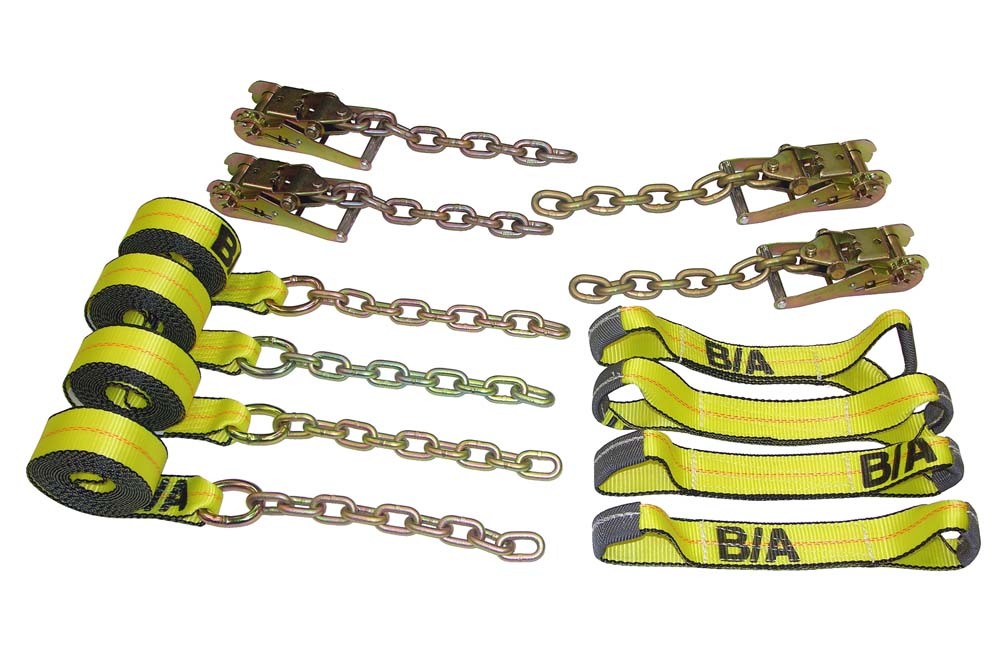 B/A 8-Point Tie Down System with Chains and Wide Handled Ratchets